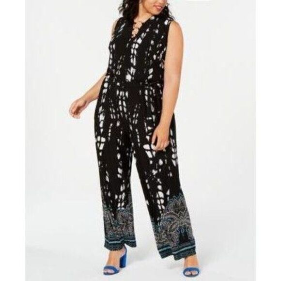 Size 4X Inc Plus Size Printed Wide Leg Jumpsuit - Picture 1 of 1